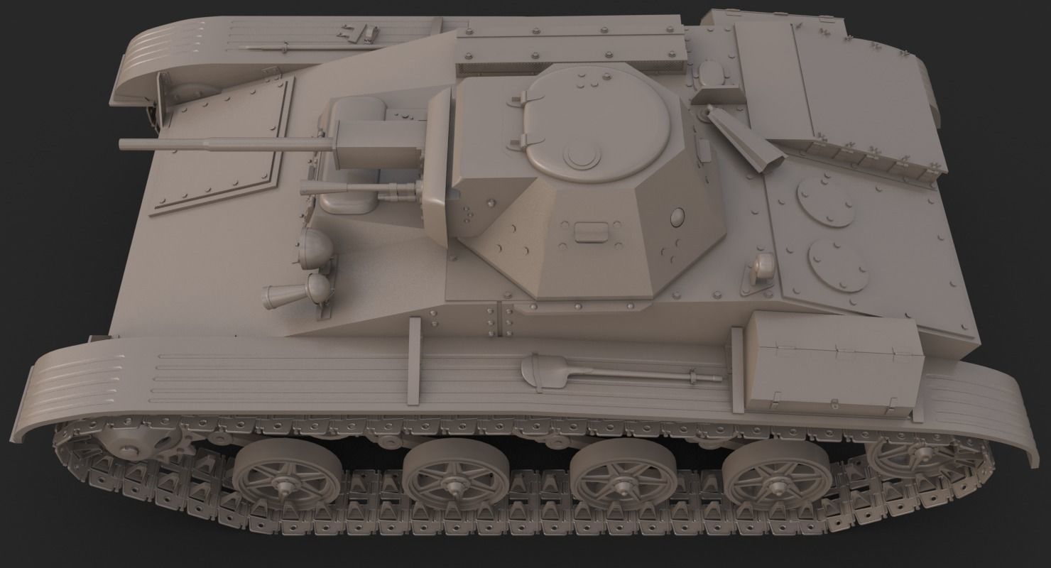 Tank T 60  Clay Mental Ray 3D model_5