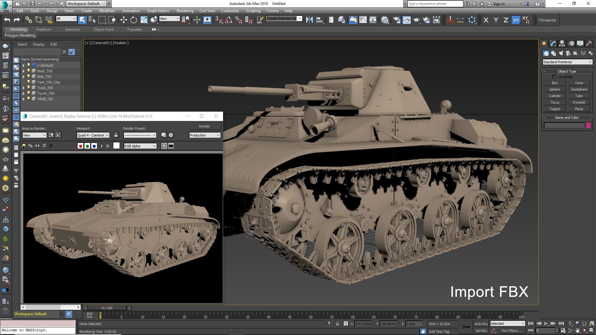 Tank T 60  Clay Mental Ray 3D model_16