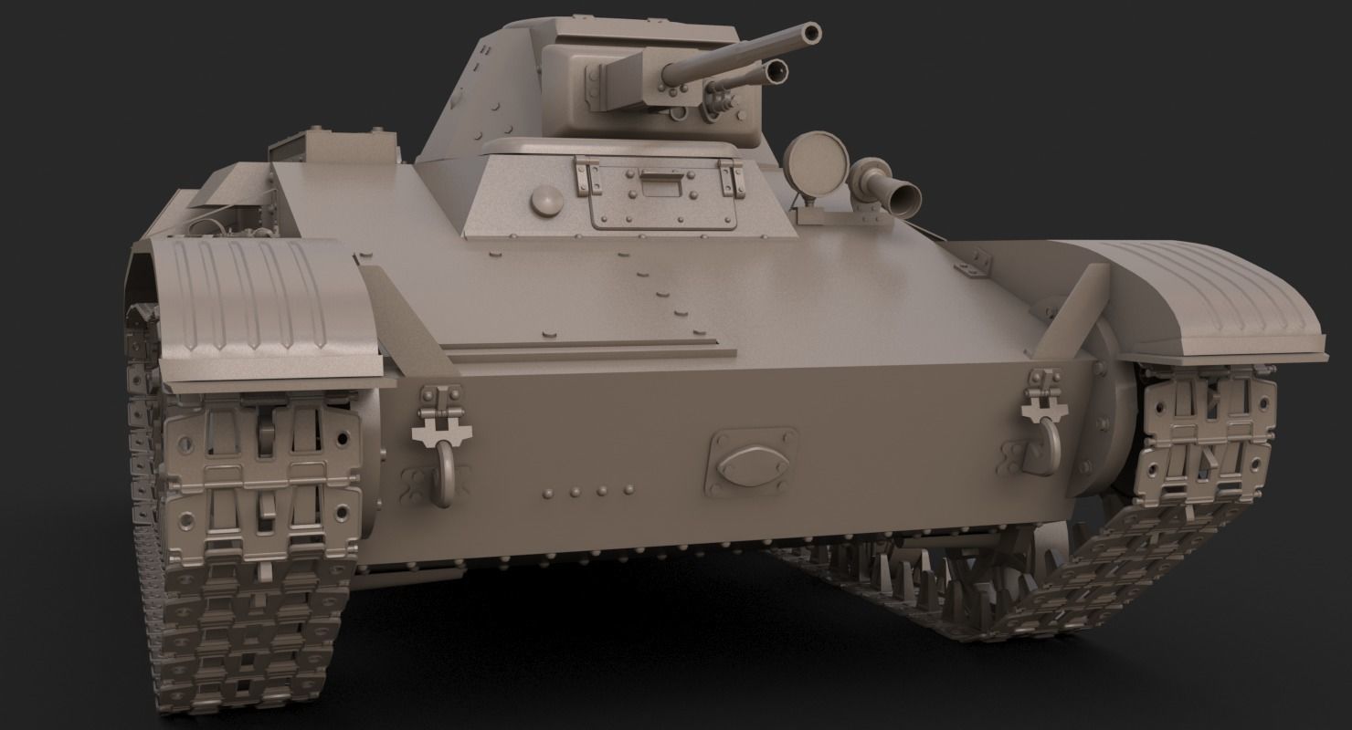 Tank T 60  Clay Mental Ray 3D model_11