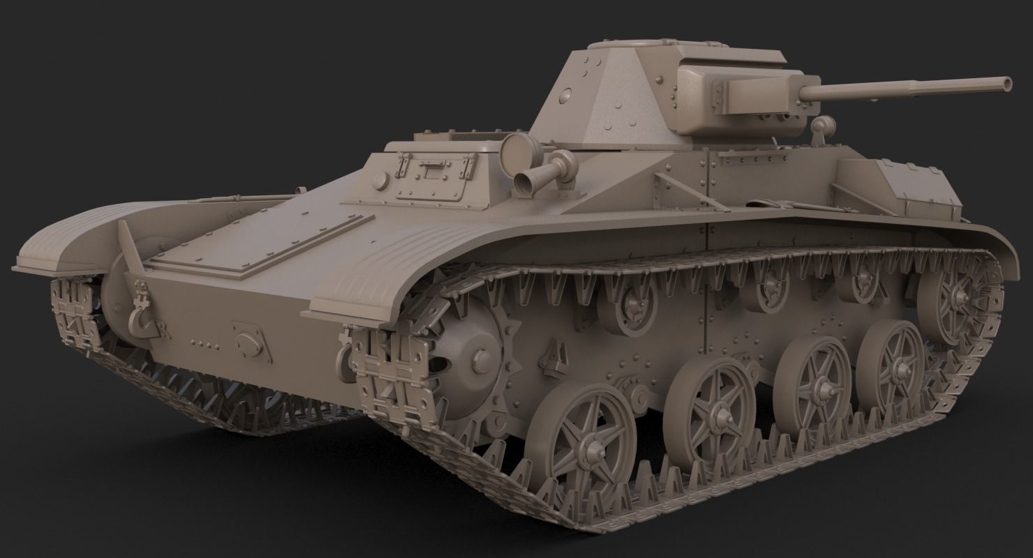 Tank T 60  Clay Mental Ray 3D model_13