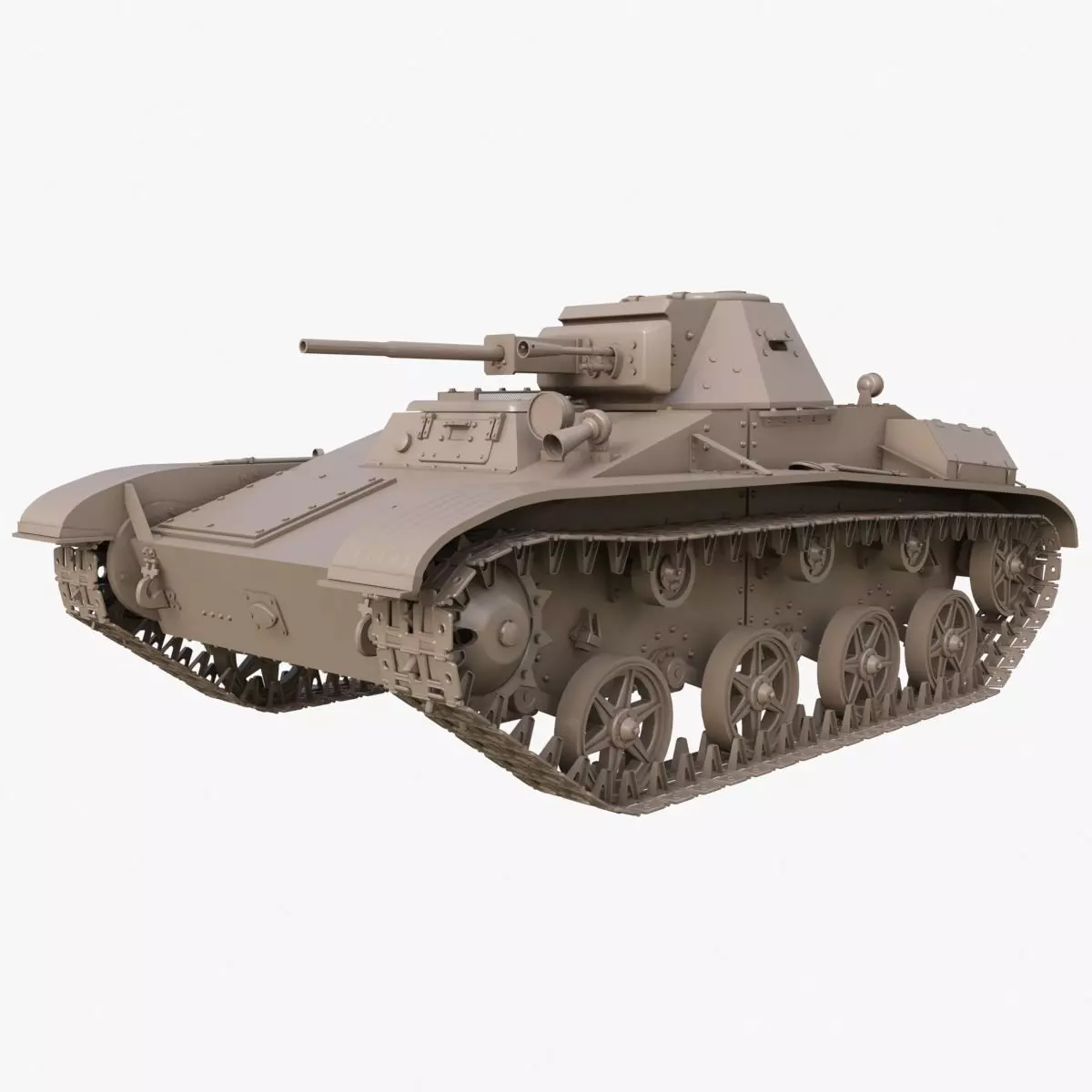 Tank T 60  Clay Mental Ray 3D model_0