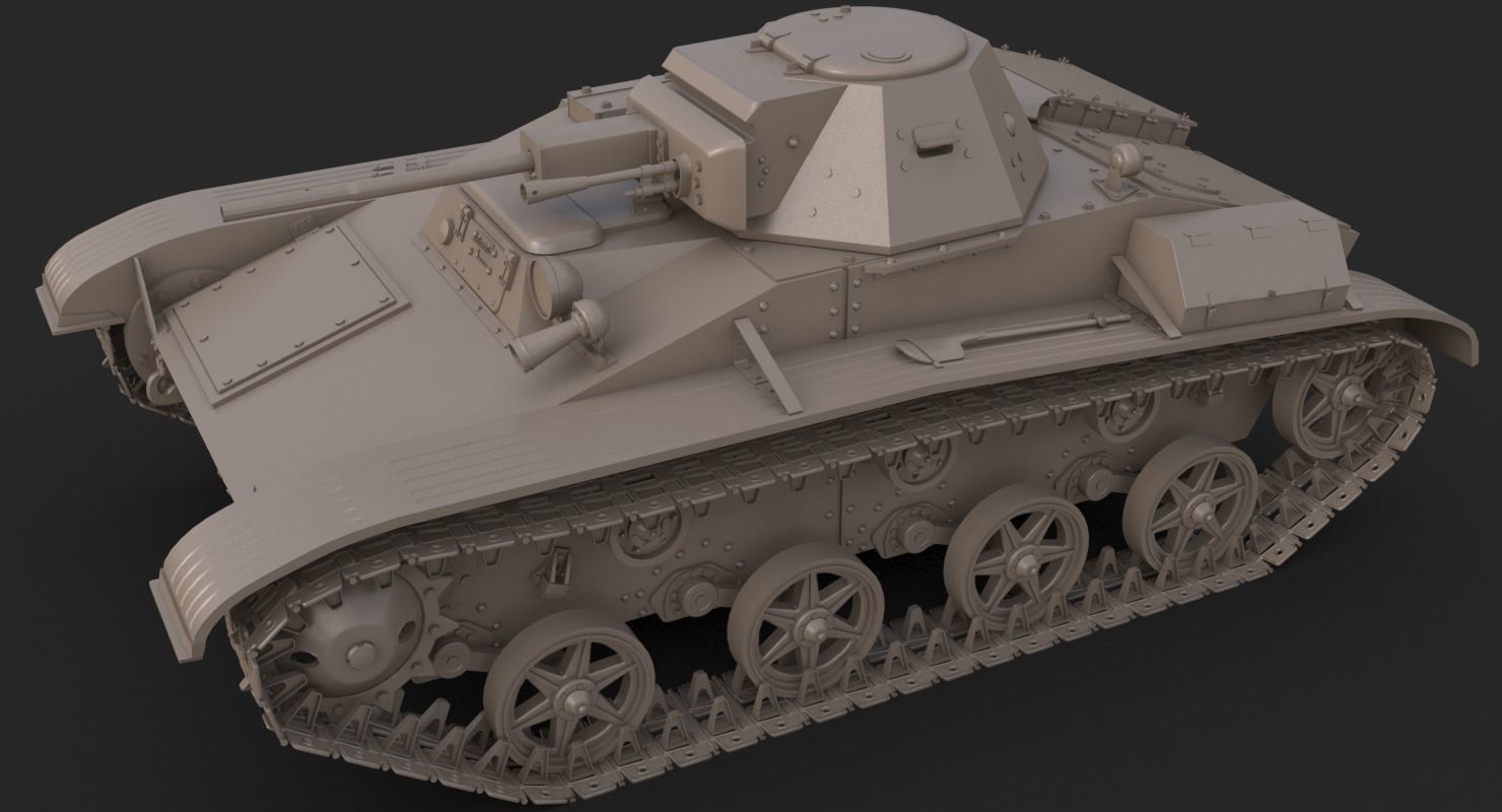 Tank T 60  Clay Mental Ray 3D model_3