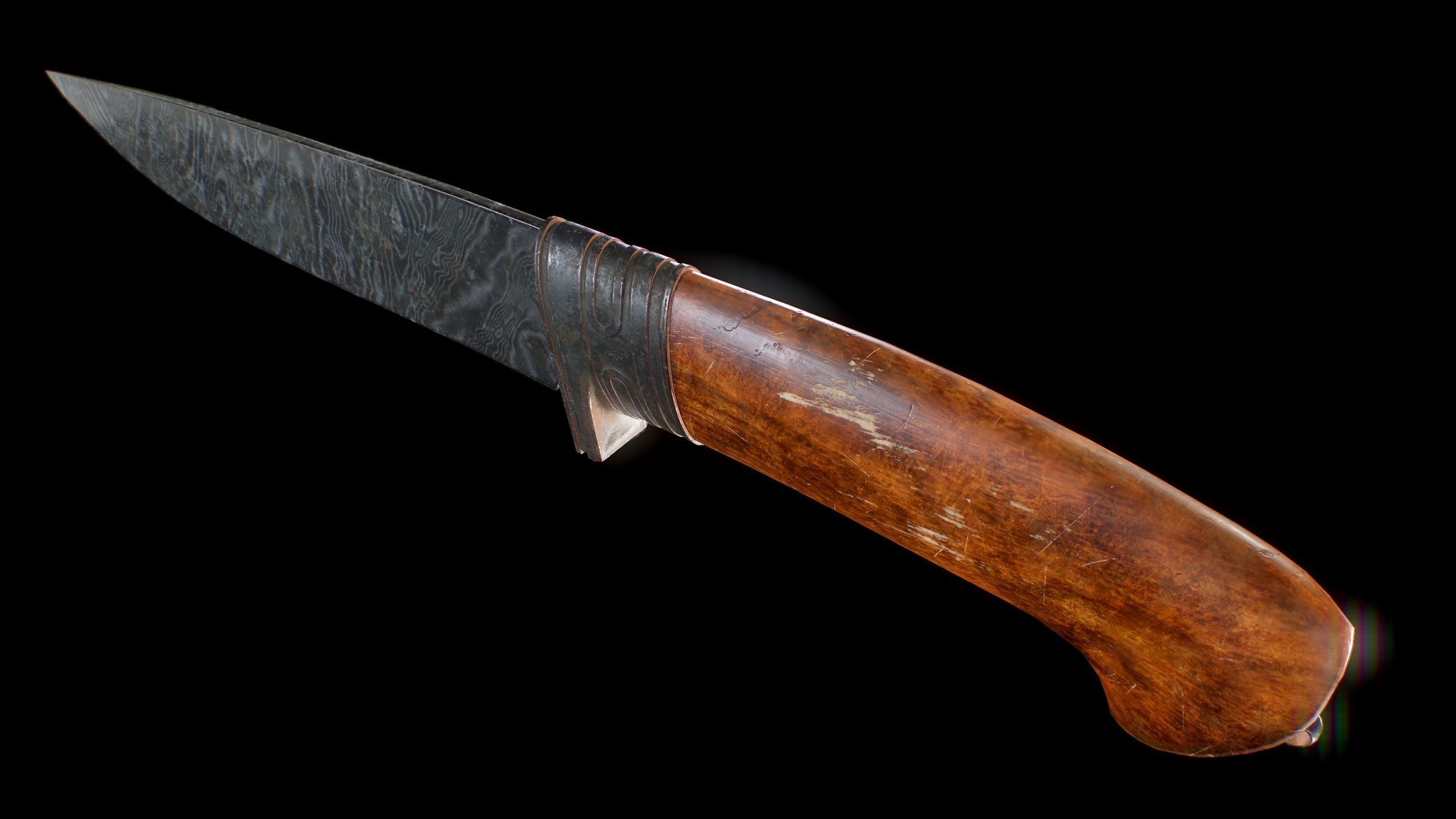 Hunt knife PBR Low-poly 3D model_4