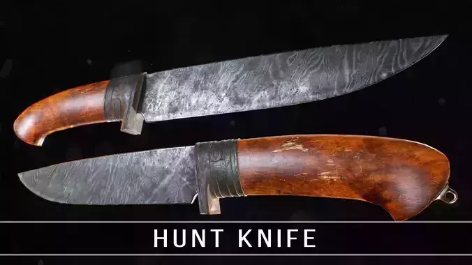 Hunt knife PBR Low-poly 3D model