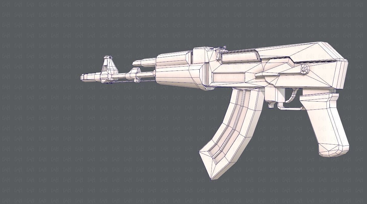 Gun 02 Low-poly 3D model_10