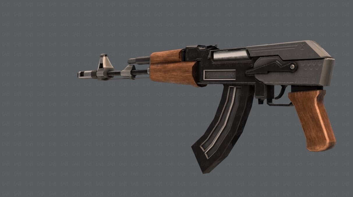 Gun 02 Low-poly 3D model_2