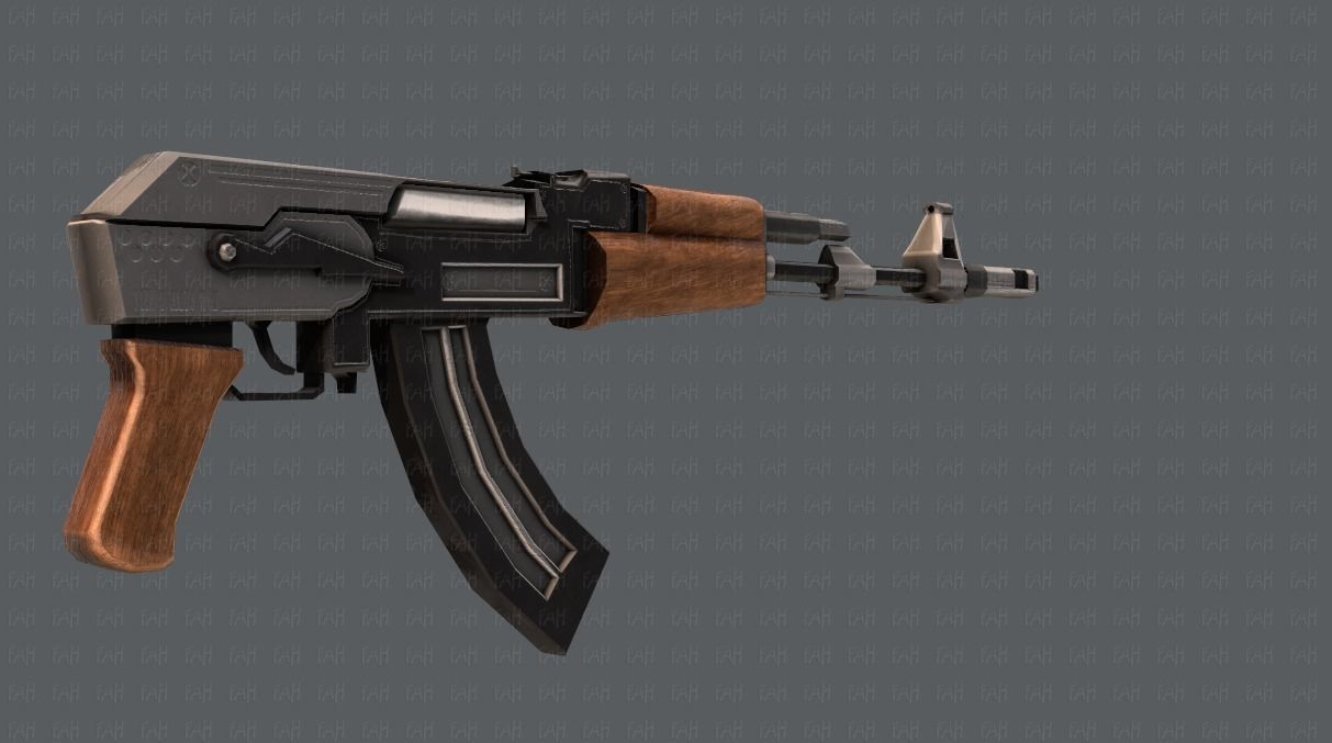 Gun 02 Low-poly 3D model_8