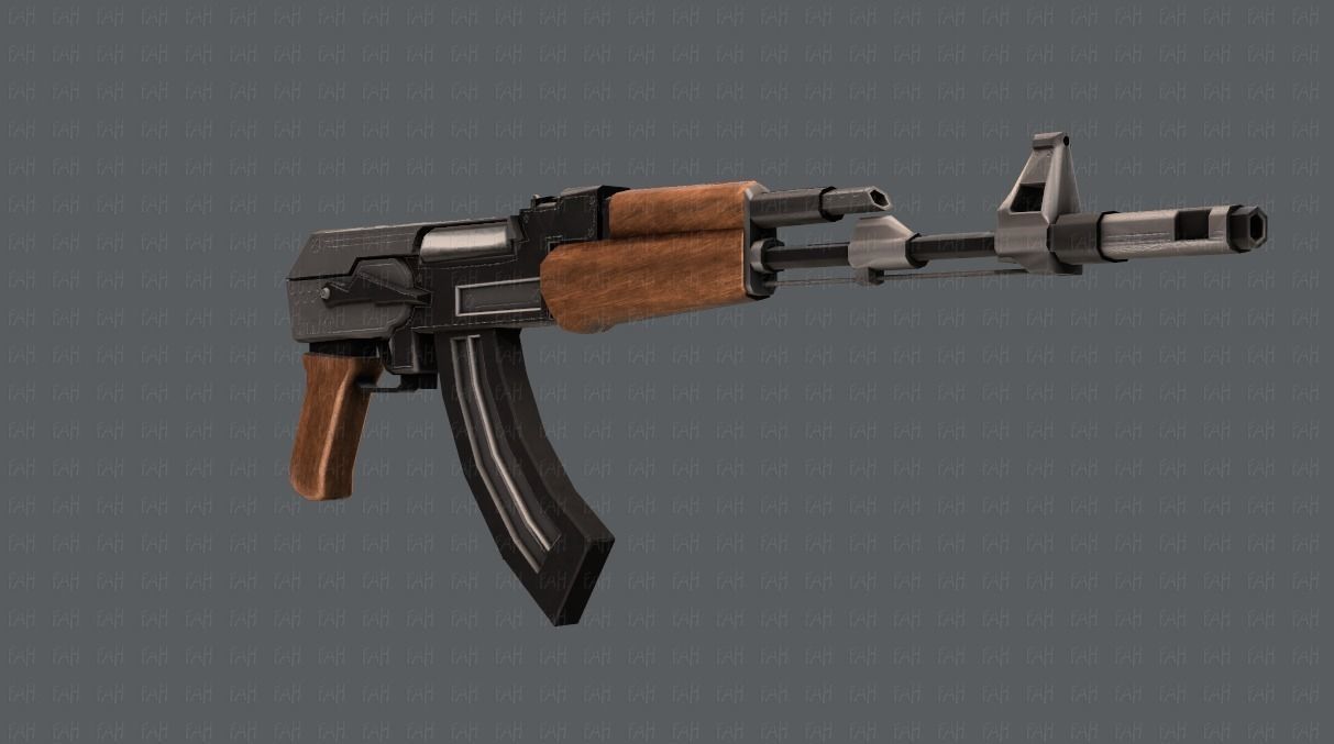 Gun 02 Low-poly 3D model_6