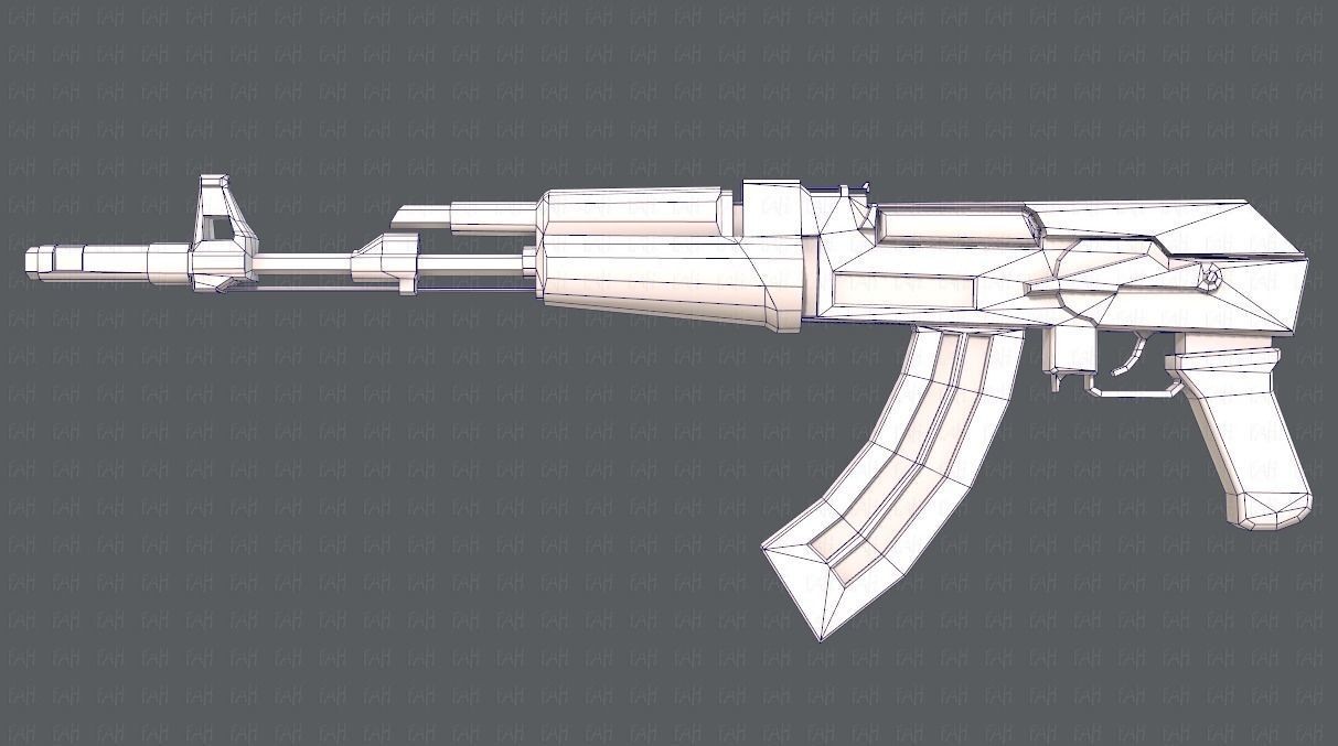 Gun 02 Low-poly 3D model_11