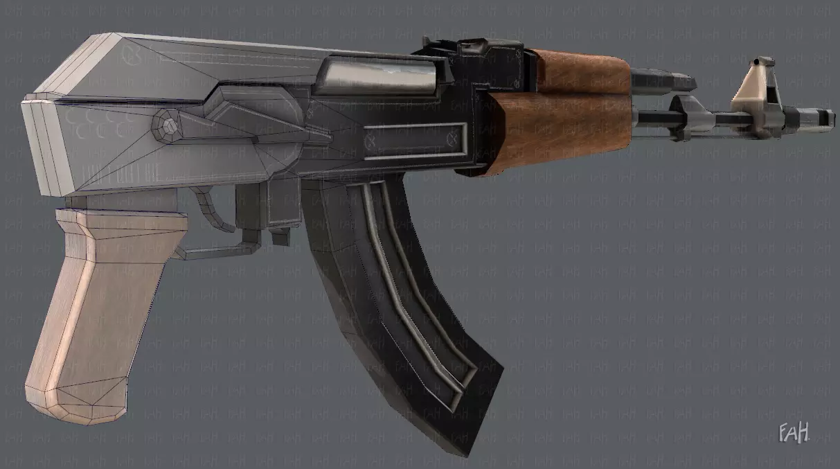 Gun 02 Low-poly 3D model_0