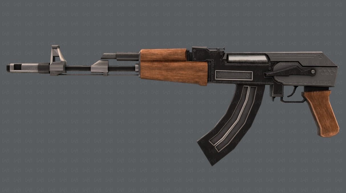 Gun 02 Low-poly 3D model_3