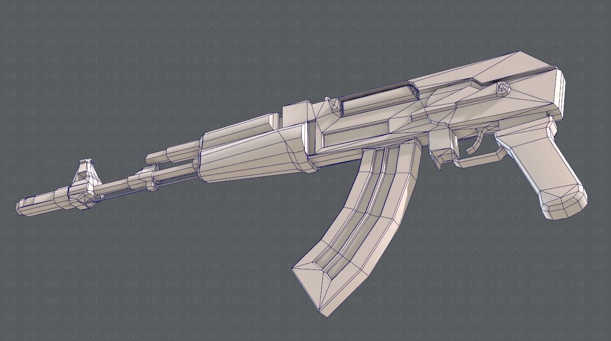 Gun 02 Low-poly 3D model_48