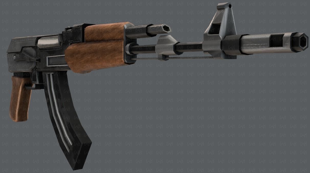 Gun 02 Low-poly 3D model_35
