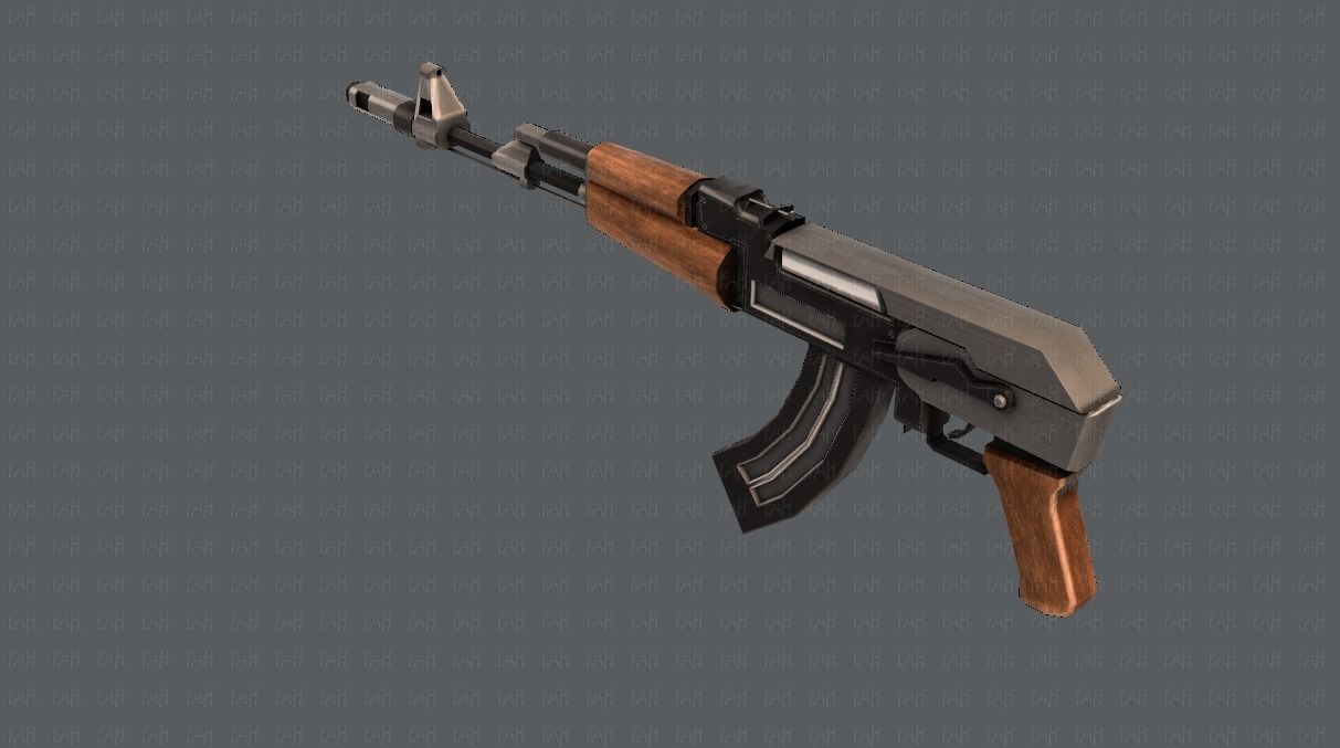 Gun 02 Low-poly 3D model_18