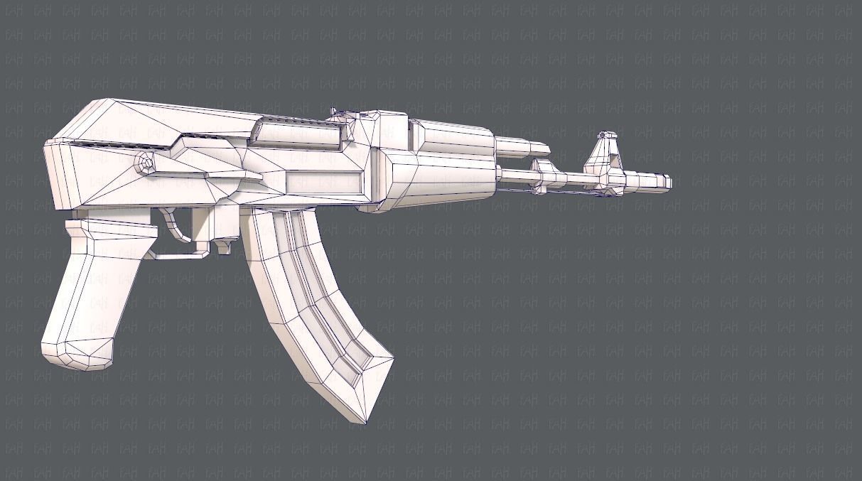 Gun 02 Low-poly 3D model_16