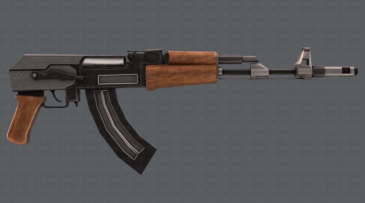 Gun 02 Low-poly 3D model_7