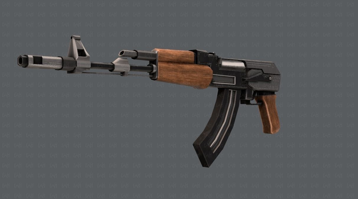 Gun 02 Low-poly 3D model_4