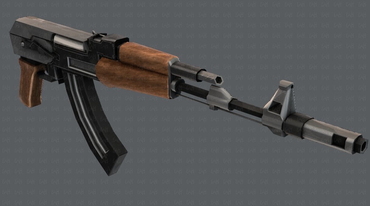 Gun 02 Low-poly 3D model_37