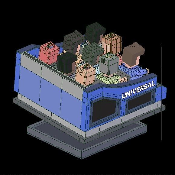 Universal Ride Vehicle Animated polyplanet Low-poly 3D model_6