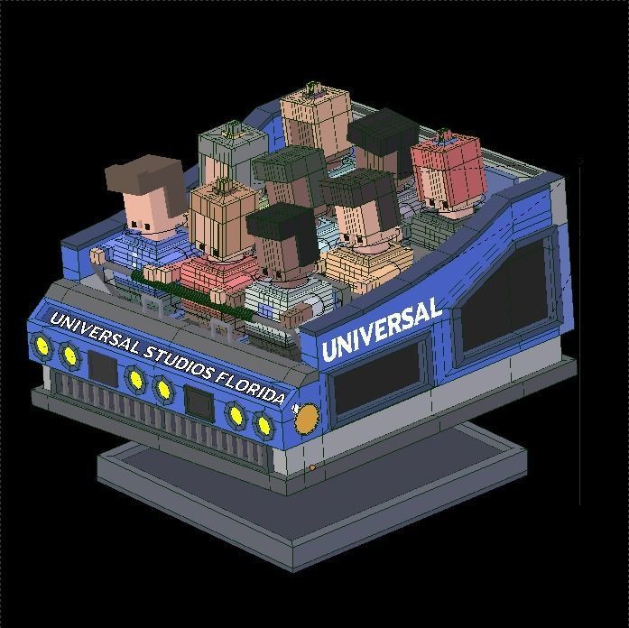 Universal Ride Vehicle Animated polyplanet Low-poly 3D model_5