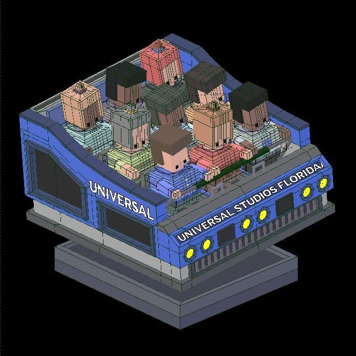 Universal Ride Vehicle Animated polyplanet Low-poly 3D model_2