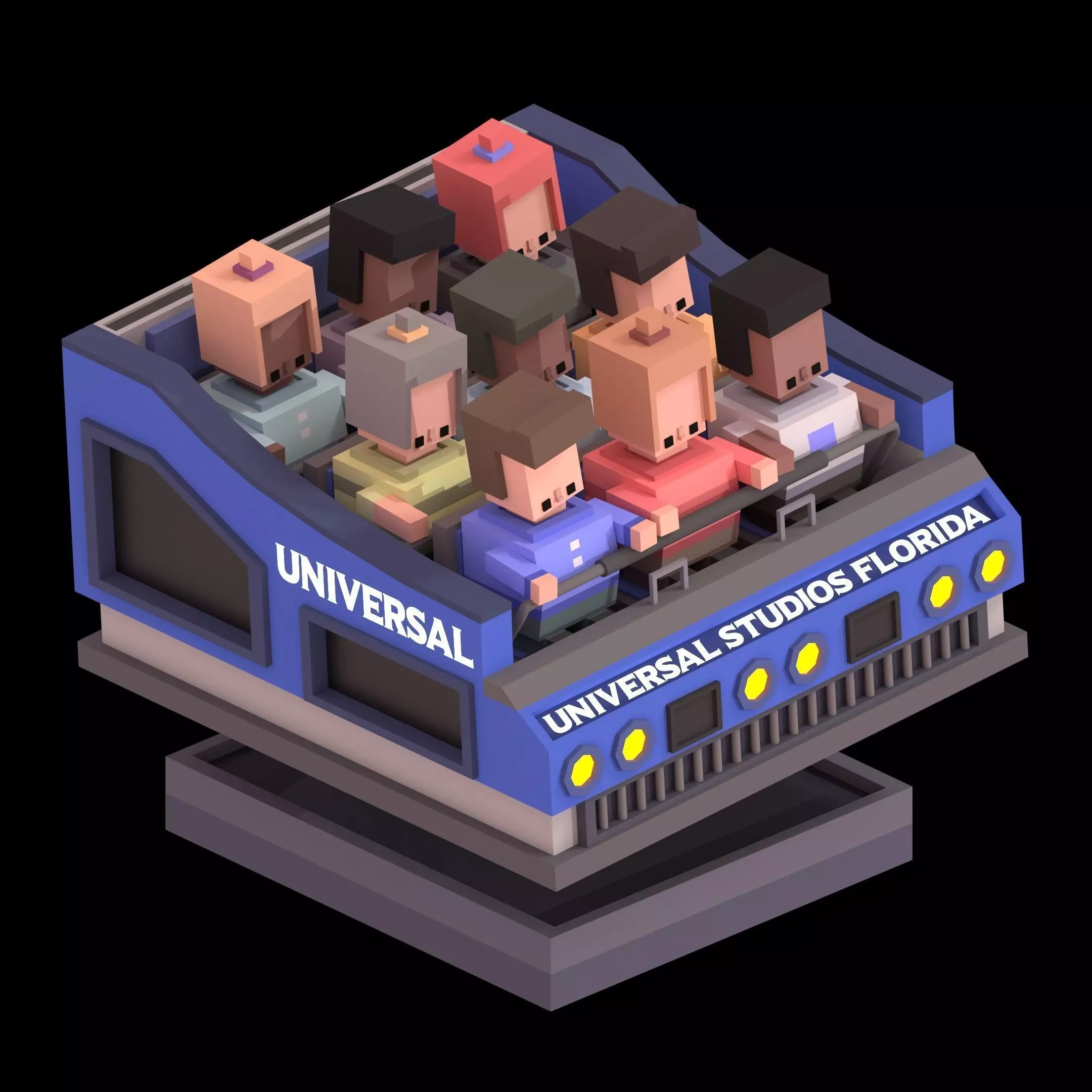 Universal Ride Vehicle Animated polyplanet Low-poly 3D model_0