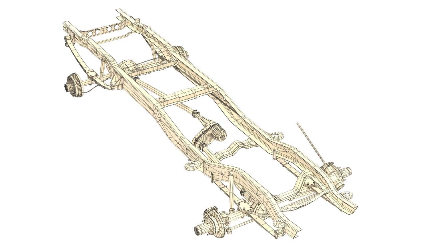PICKUP TRUCK CHASSIS 4WD 3D model_10