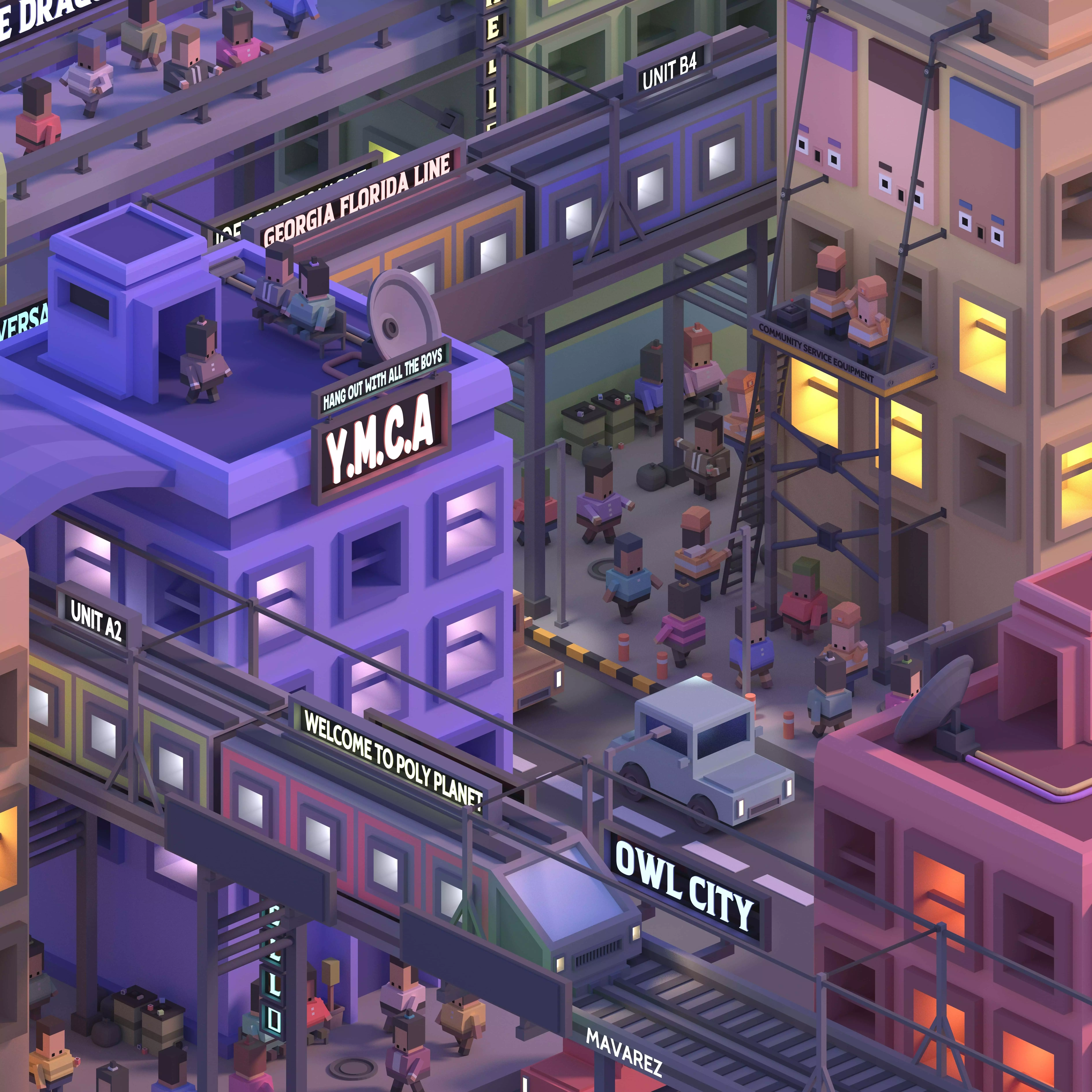 City Lowpoly polyplanet Low-poly 3D model_0