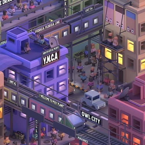 City Lowpoly polyplanet Low-poly 3D model