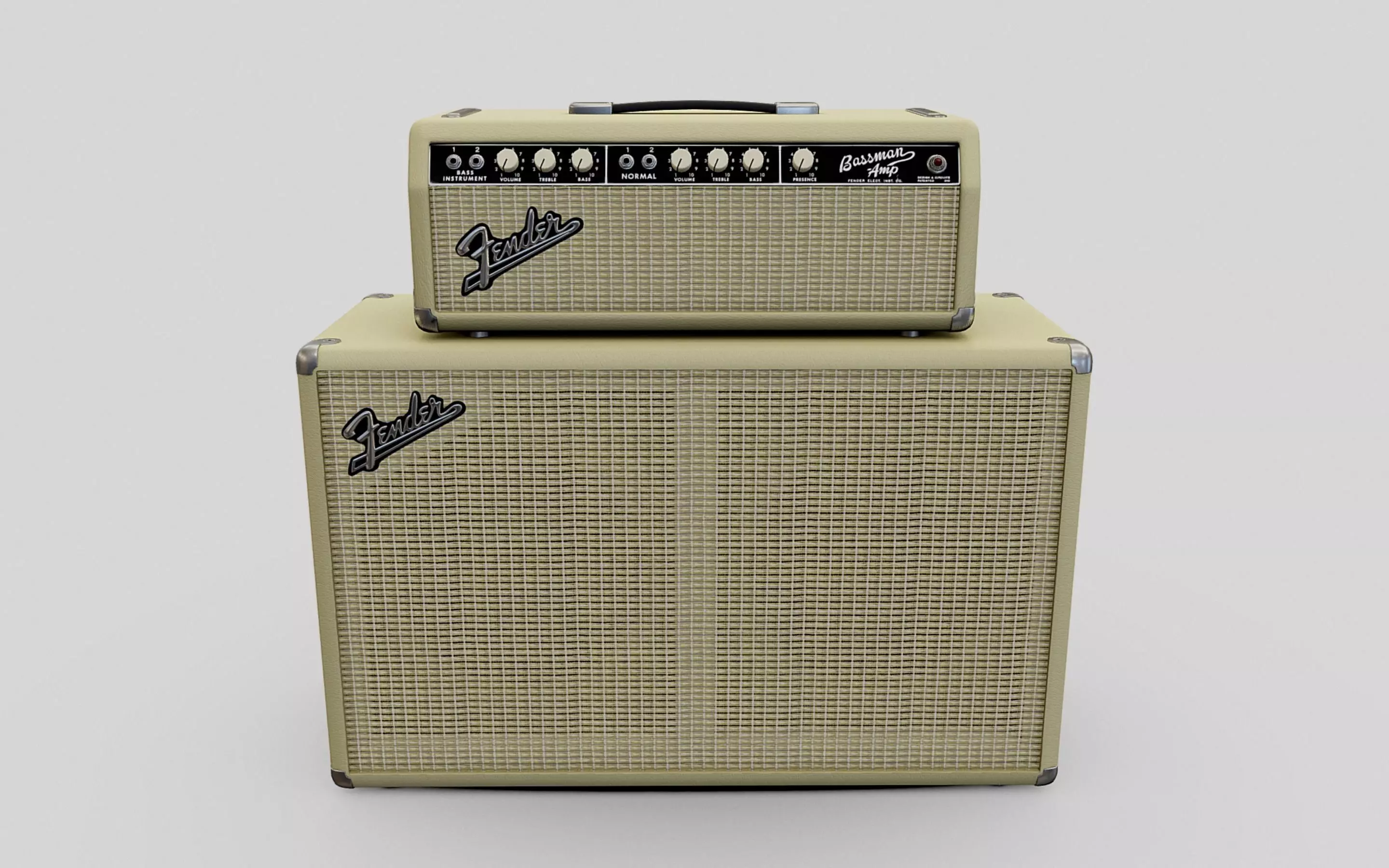 Blonde Vintage 1964 Fender Bassman 6G6B Tube Amp Low-poly 3D model