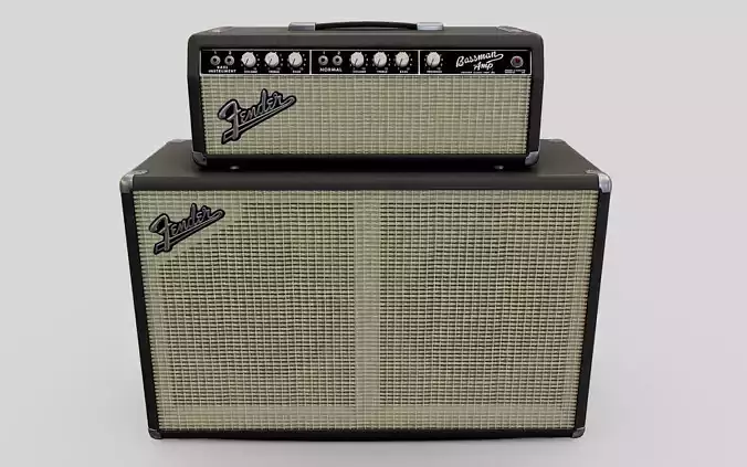 Black Vintage 1964 Fender Bassman 6G6B Tube Amp