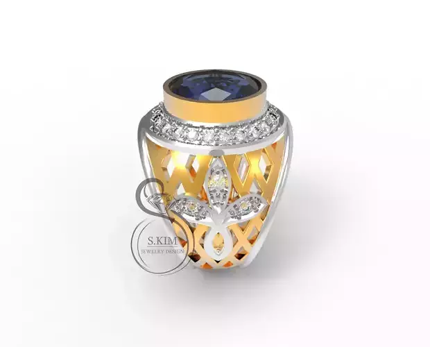 Man ring with oval gem