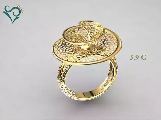 Gold ring flower design woman wedding ring