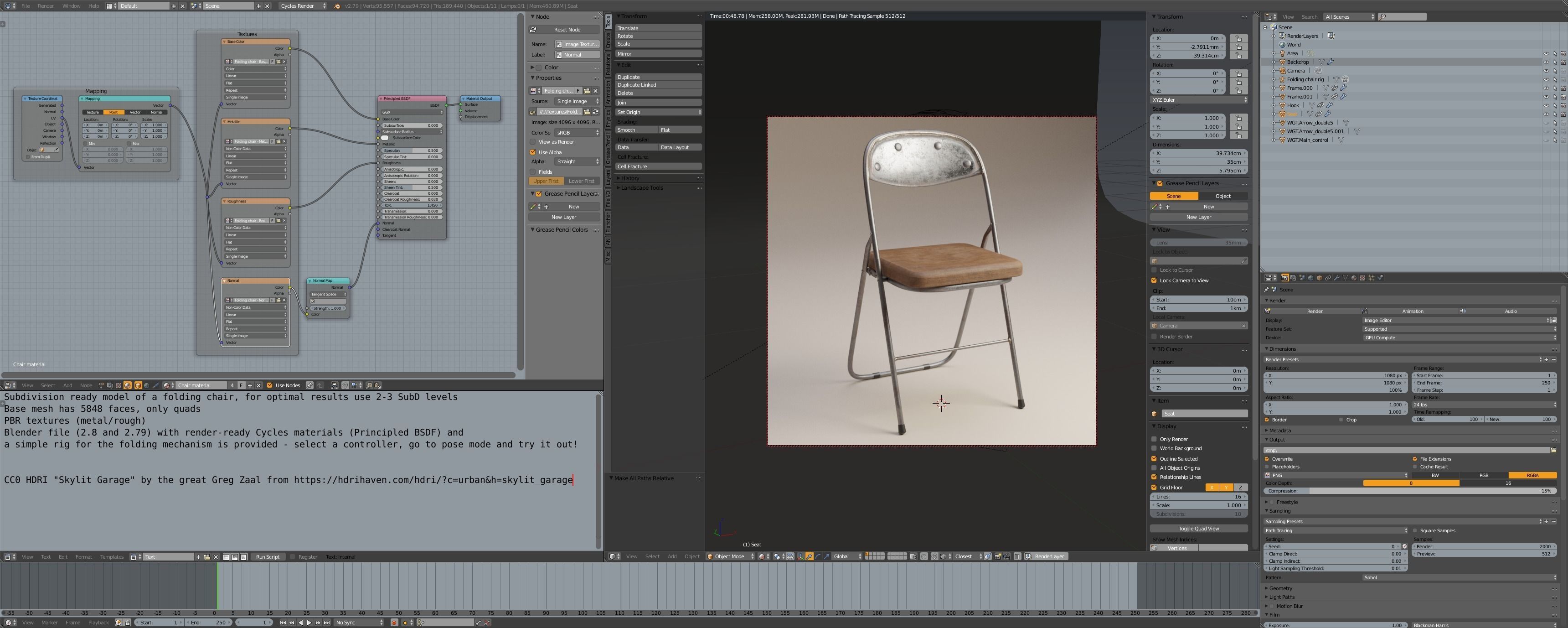 Folding chair 3D model_8