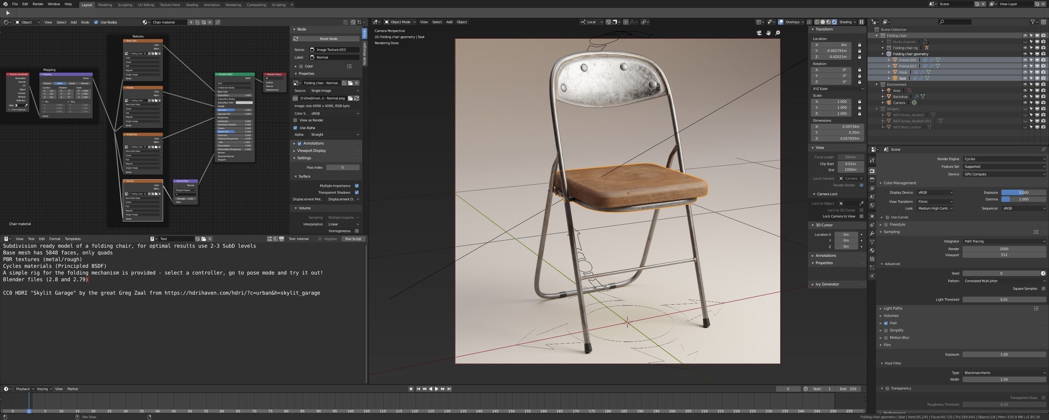 Folding chair 3D model_7