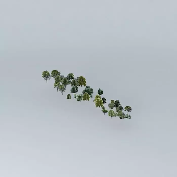 Green group of trees Free 3D model_0