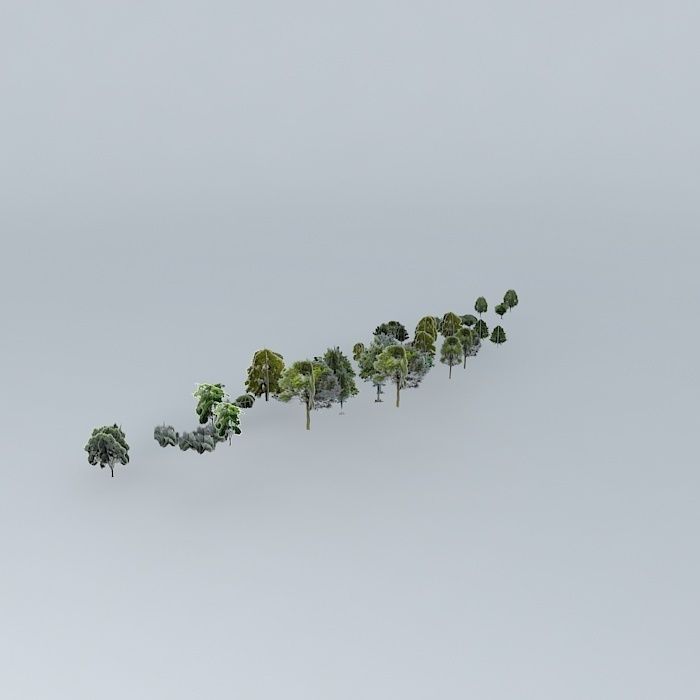 Green group of trees Free 3D model_1