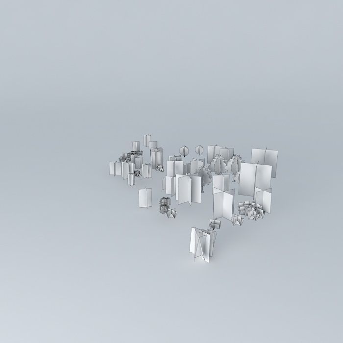 Green group of trees Free 3D model_4