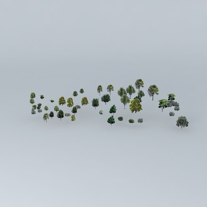 Green group of trees Free 3D model_2