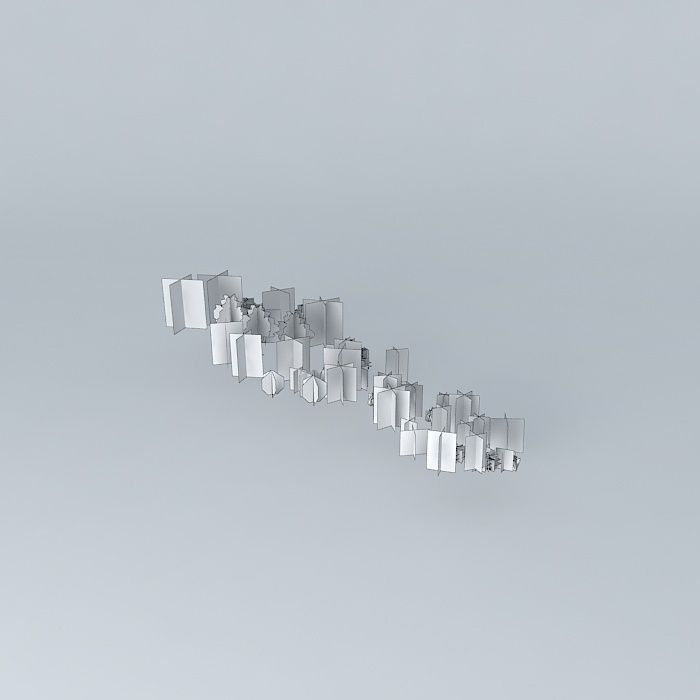 Green group of trees Free 3D model_3