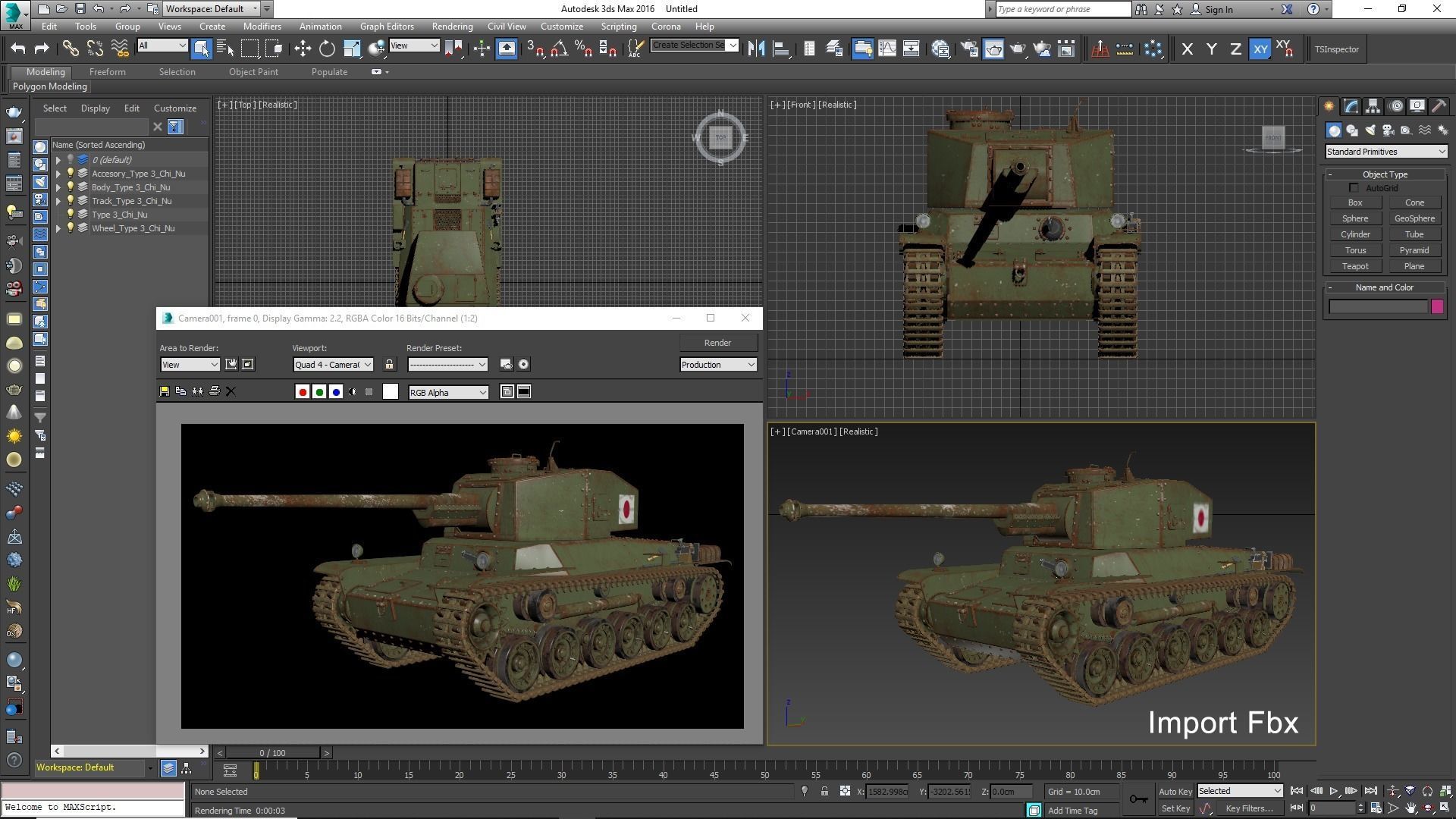 Tank Type 3 Chi-Nu Japan Vray 3D model_33
