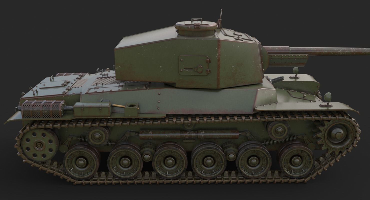 Tank Type 3 Chi-Nu Japan Vray 3D model_10