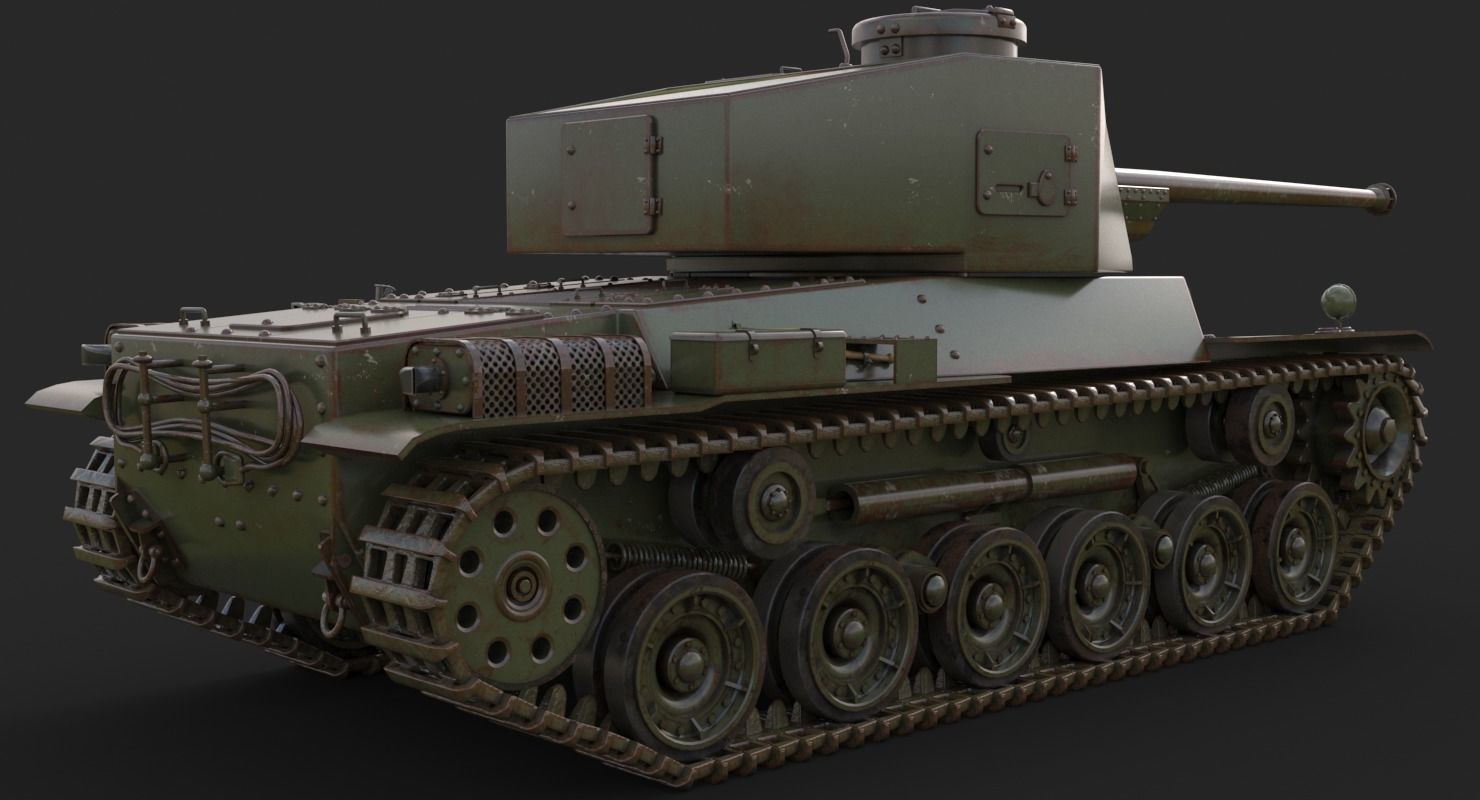 Tank Type 3 Chi-Nu Japan Vray 3D model_9