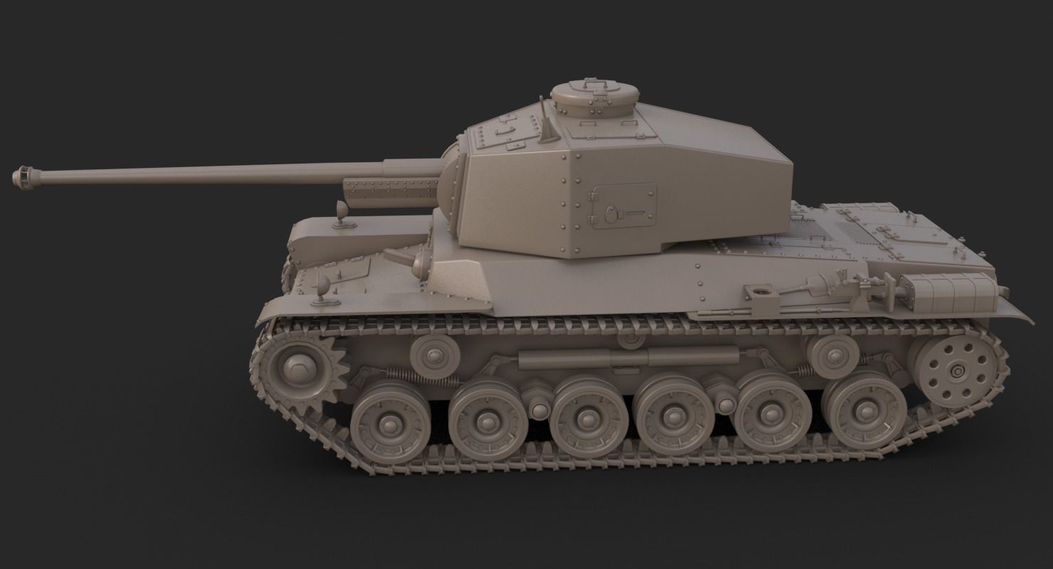 Tank Type 3 Chi-Nu Japan Clay Mental Ray 3D model_5