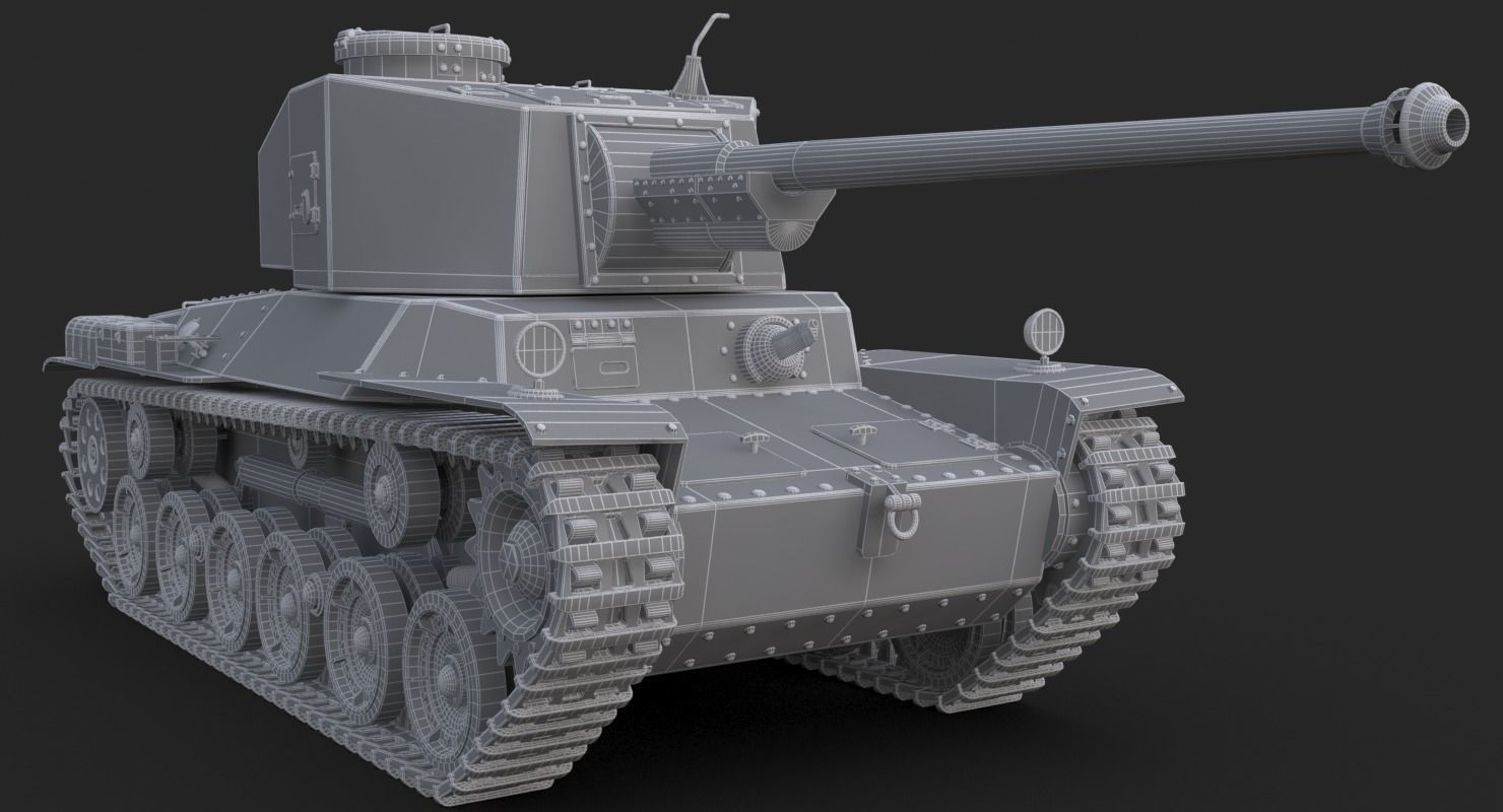 Tank Type 3 Chi-Nu Japan Clay Mental Ray 3D model_20