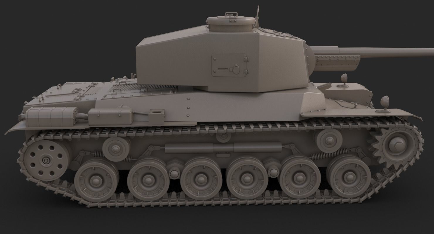 Tank Type 3 Chi-Nu Japan Clay Mental Ray 3D model_9