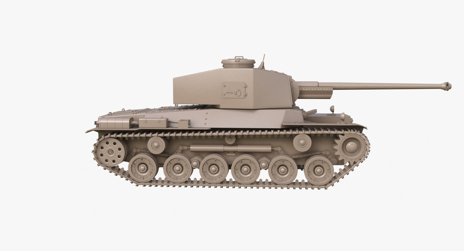 Tank Type 3 Chi-Nu Japan Clay Mental Ray 3D model_36
