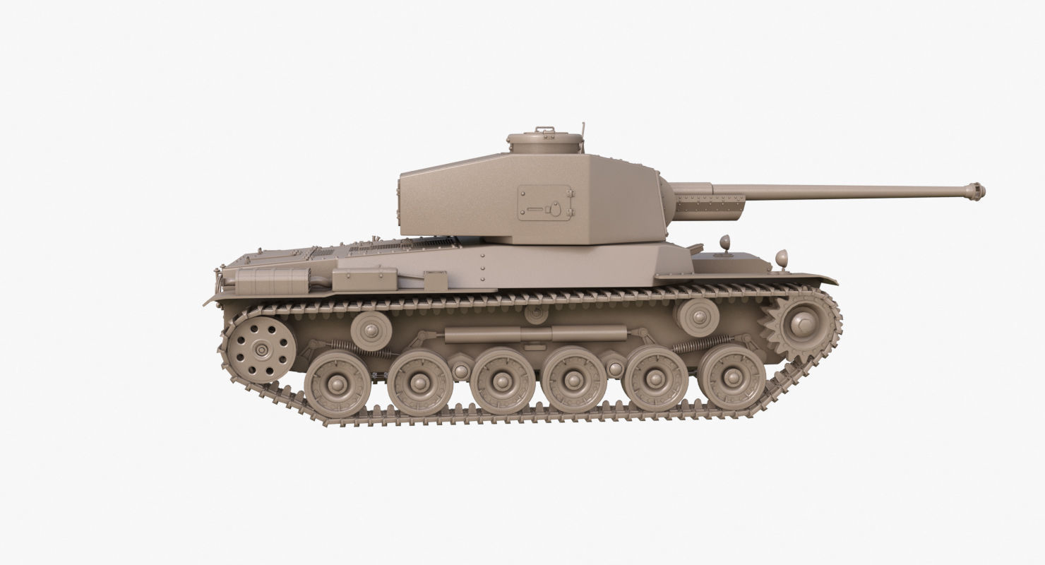 Tank Type 3 Chi-Nu Japan Clay Mental Ray 3D model_37