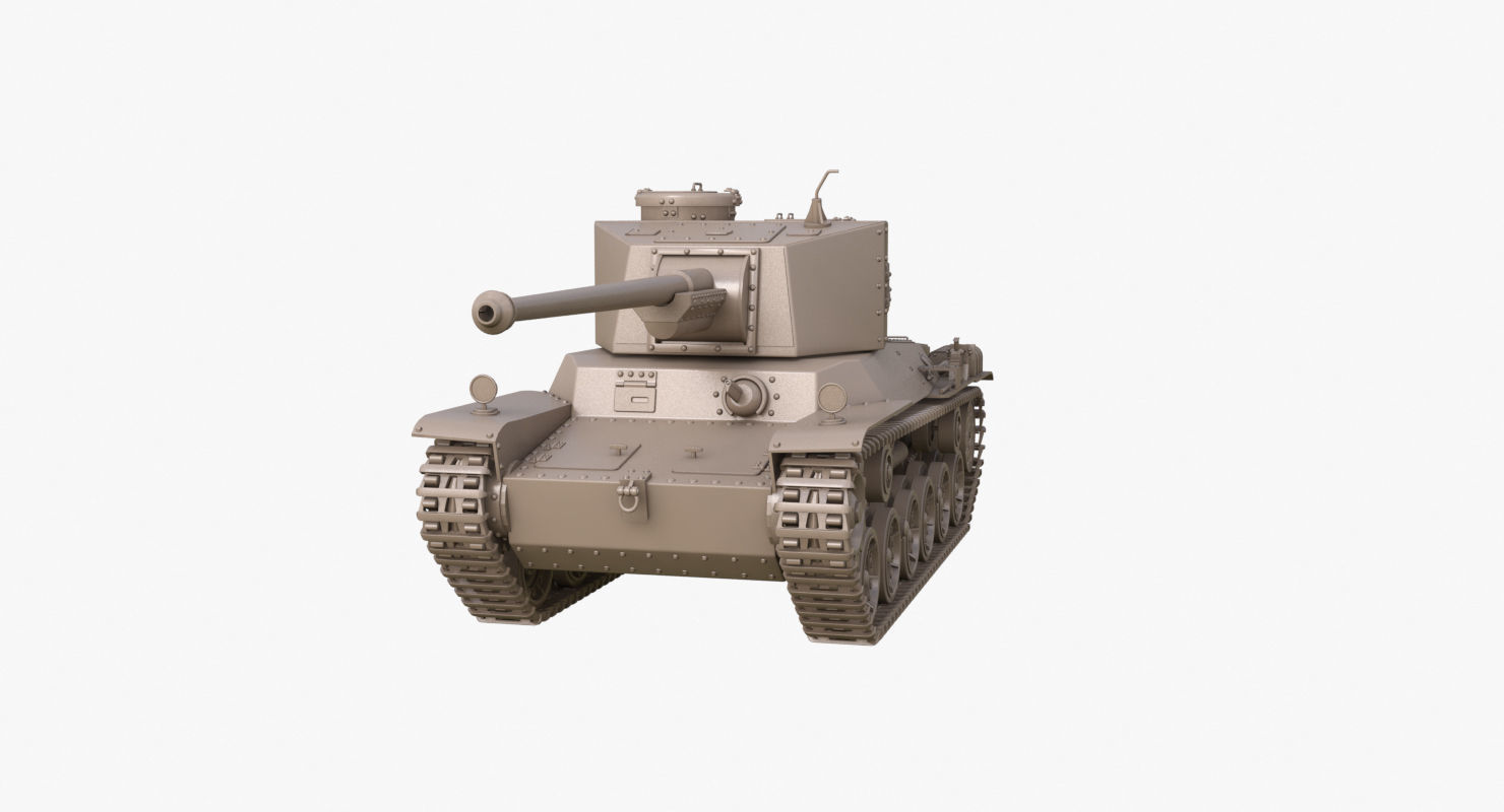 Tank Type 3 Chi-Nu Japan Clay Mental Ray 3D model_26