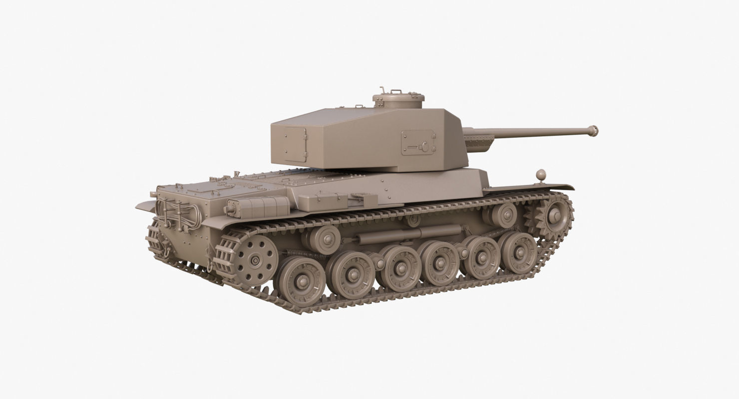 Tank Type 3 Chi-Nu Japan Clay Mental Ray 3D model_40